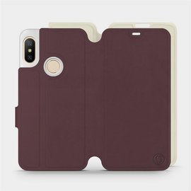 Hülle für Xiaomi Mi A2 Lite - Farbe Burgund mit Platin