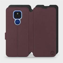 Hülle für Motorola Moto E7 Plus - Farbe Burgund mit Schwarz