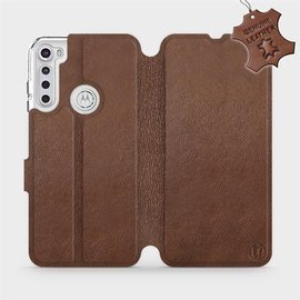 Hülle für Motorola One Fusion Plus - Farbe Brown Leather