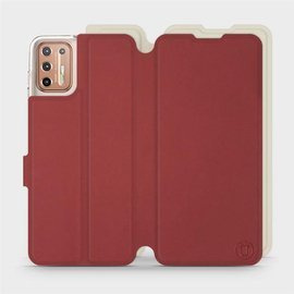 Hülle für Motorola Moto G9 Plus - Farbe Dunkelrot mit Platin