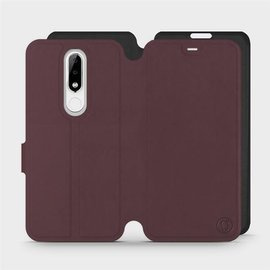 Hülle für Nokia 5.1 Plus - Farbe Burgund mit Schwarz