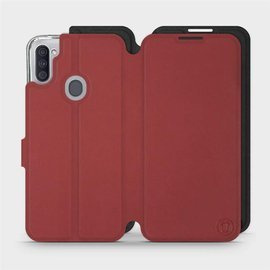 Hülle für Samsung Galaxy M11 - Farbe Dunkelrot mit Schwarz