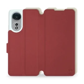 Hülle für OPPO A58 - Farbe Dunkelrot mit Platin