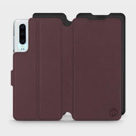 Hülle für Huawei P30 - Farbe Burgund mit Schwarz