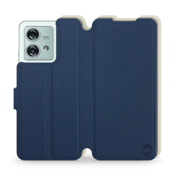 Hülle für Motorola Edge 40 Neo - Farbe Marineblau mit Platin