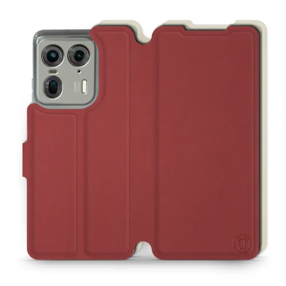 Hülle für Motorola Edge 50 Ultra - Farbe Dunkelrot mit Platin