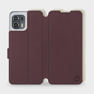 Hülle für Motorola Edge 20 Lite - Farbe Burgund mit Platin