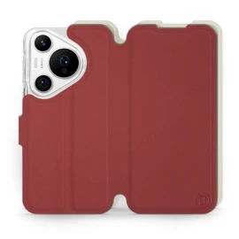 Hülle für Huawei Pura 70 Pro - Farbe Dunkelrot mit Platin