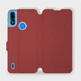 Hülle für Motorola Moto E7 Power - Farbe Dunkelrot mit Platin