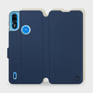 Hülle für Motorola Moto E7i Power - Farbe Marineblau mit Platin