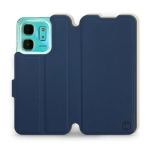 Hülle für Infinix HOT 50i - Farbe Marineblau mit Platin