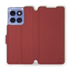 Hülle für Motorola Edge 60 Pro - Farbe Dunkelrot mit Platin