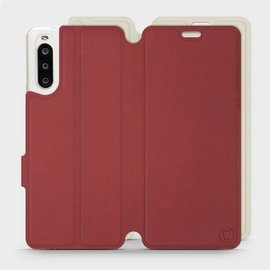 Hülle für Sony Xperia 10 II - Farbe Dunkelrot mit Platin