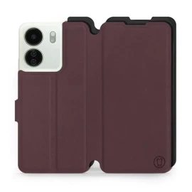 Hülle für Xiaomi Redmi 13C - Farbe Burgund mit Schwarz