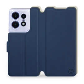 Hülle für Motorola Edge 50 Pro - Farbe Marineblau mit Platin