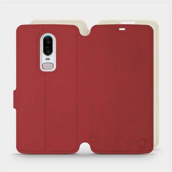 Hülle für OnePlus 6 A6000 - Farbe Dunkelrot mit Platin