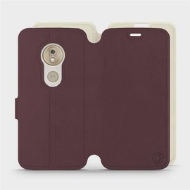 Hülle für Motorola Moto G7 Play - Farbe Burgund mit Platin