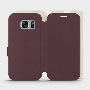 Hülle für Samsung Galaxy S7 Edge - Farbe Burgund mit Platin