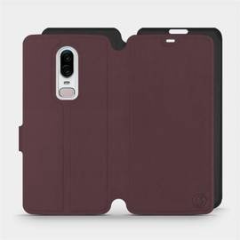 Hülle für OnePlus 6 A6000 - Farbe Burgund mit Schwarz