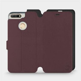 Hülle für Huawei Y6 Prime 2018 - Farbe Burgund mit Schwarz