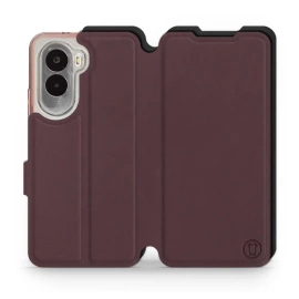 Hülle für Xiaomi POCO M7 - Farbe Burgund mit Schwarz