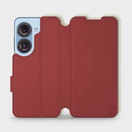 Hülle für Asus Zenfone 9 - Farbe Dunkelrot mit Platin