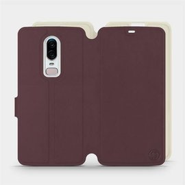 Hülle für OnePlus 6 A6000 - Farbe Burgund mit Platin