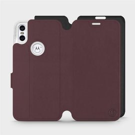 Hülle für Motorola One - Farbe Burgund mit Schwarz