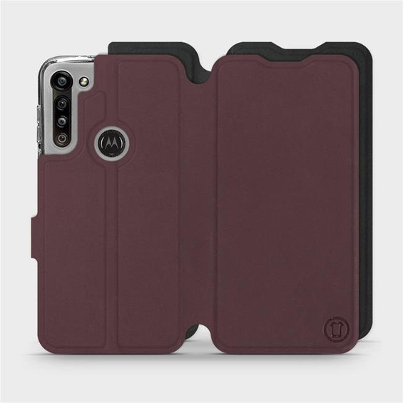 Hülle für Motorola Moto G8 Power - Farbe Burgund mit Schwarz