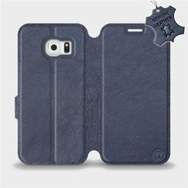 Hülle für Samsung Galaxy S6 Edge - Farbe Blue Leather